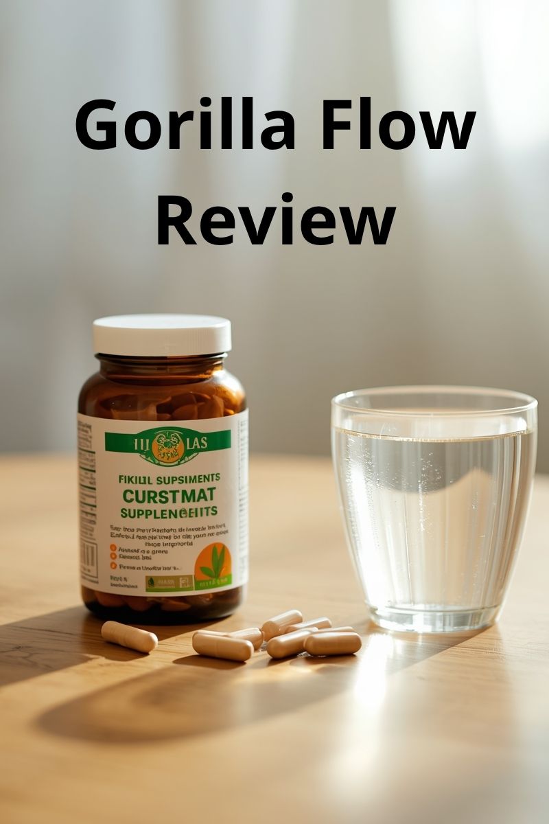 image of a neutral health supplement and a glass of water on a table,