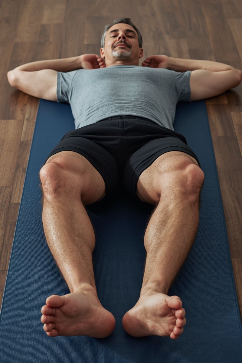 Man practicing pelvic floor exercises on an exercise mat